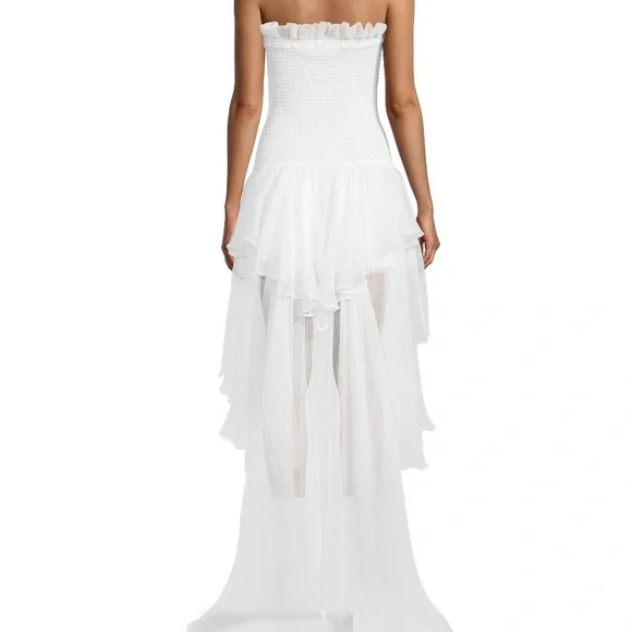 Caroline constas Lola smocked silk blend high low gown nwt large - Picture 2 of 6